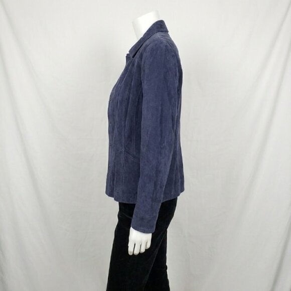 Coldwater Creek Women's Dark Navy Genuine Suede Leather Shirt Jacket XL - Picture 3 of 13